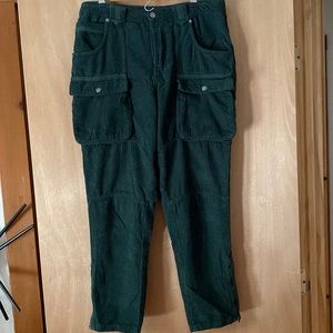 Free People Dark Green Cargo Jeans